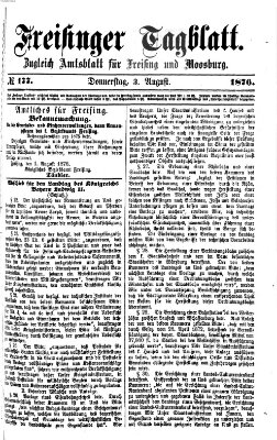 Freisinger Tagblatt (Freisinger Wochenblatt) Donnerstag 3. August 1876