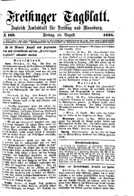 Freisinger Tagblatt (Freisinger Wochenblatt) Freitag 18. August 1876