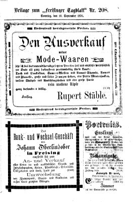 Freisinger Tagblatt (Freisinger Wochenblatt) Sonntag 10. September 1876