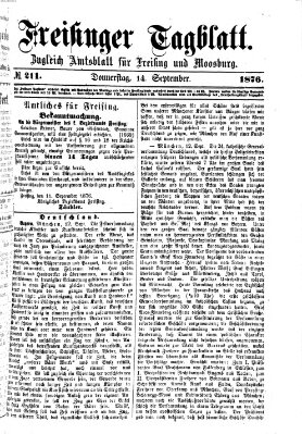 Freisinger Tagblatt (Freisinger Wochenblatt) Donnerstag 14. September 1876