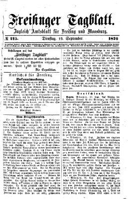 Freisinger Tagblatt (Freisinger Wochenblatt) Dienstag 19. September 1876