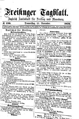 Freisinger Tagblatt (Freisinger Wochenblatt) Donnerstag 23. November 1876