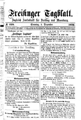 Freisinger Tagblatt (Freisinger Wochenblatt) Sonntag 3. Dezember 1876