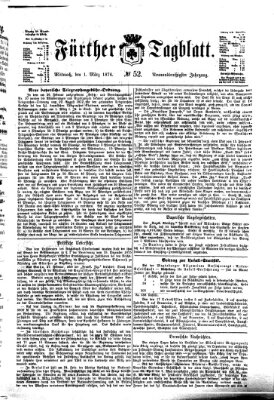 Fürther Tagblatt Mittwoch 1. März 1876