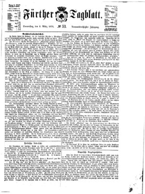 Fürther Tagblatt Donnerstag 2. März 1876