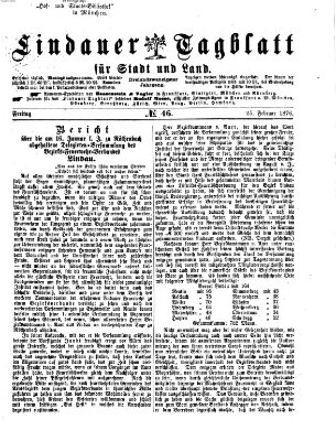 Lindauer Tagblatt für Stadt und Land Freitag 25. Februar 1876