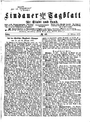 Lindauer Tagblatt für Stadt und Land Sonntag 27. Februar 1876