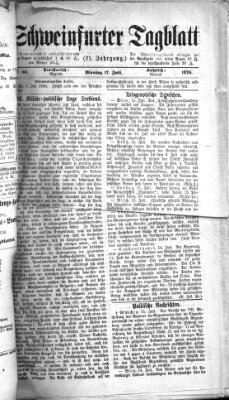 Schweinfurter Tagblatt Montag 17. Juli 1876