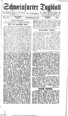 Schweinfurter Tagblatt Donnerstag 27. Juli 1876