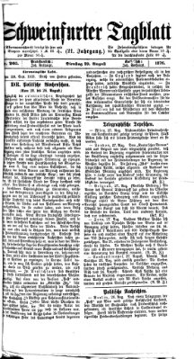 Schweinfurter Tagblatt Dienstag 29. August 1876