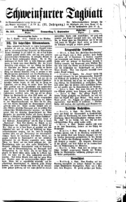 Schweinfurter Tagblatt Donnerstag 7. September 1876