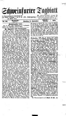 Schweinfurter Tagblatt Samstag 16. September 1876