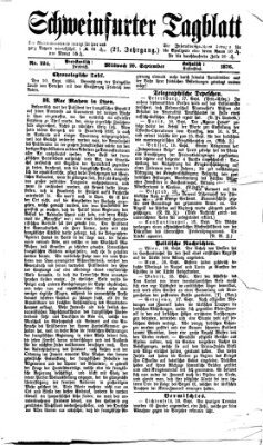 Schweinfurter Tagblatt Mittwoch 20. September 1876