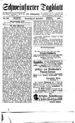 Schweinfurter Tagblatt Donnerstag 21. September 1876