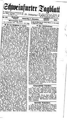 Schweinfurter Tagblatt Donnerstag 9. November 1876