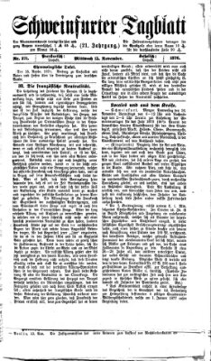 Schweinfurter Tagblatt Mittwoch 15. November 1876