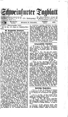 Schweinfurter Tagblatt Mittwoch 22. November 1876