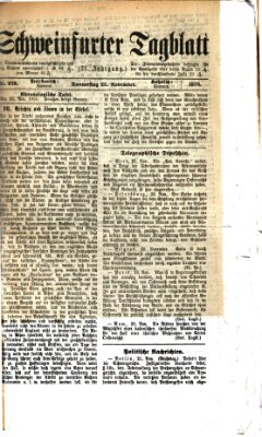 Schweinfurter Tagblatt Donnerstag 23. November 1876