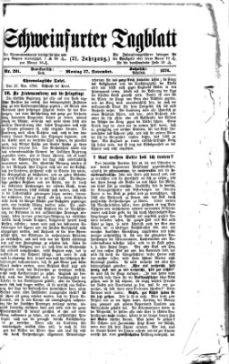 Schweinfurter Tagblatt Montag 27. November 1876