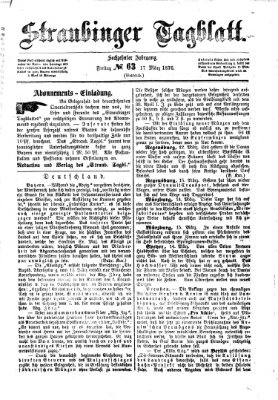 Straubinger Tagblatt Freitag 17. März 1876