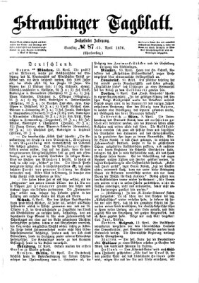 Straubinger Tagblatt Samstag 15. April 1876