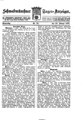 Schwabmünchner Tages-Anzeiger Donnerstag 10. Februar 1876