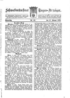 Schwabmünchner Tages-Anzeiger Donnerstag 17. Februar 1876