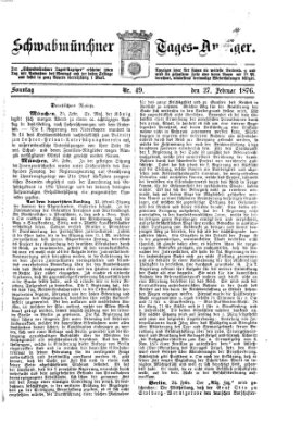 Schwabmünchner Tages-Anzeiger Sonntag 27. Februar 1876