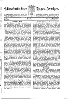 Schwabmünchner Tages-Anzeiger Freitag 17. März 1876