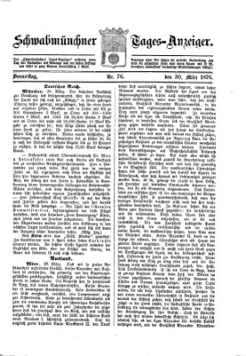 Schwabmünchner Tages-Anzeiger Donnerstag 30. März 1876