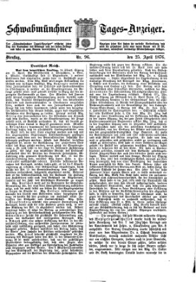 Schwabmünchner Tages-Anzeiger Dienstag 25. April 1876