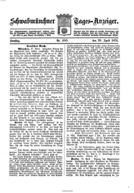 Schwabmünchner Tages-Anzeiger Samstag 29. April 1876