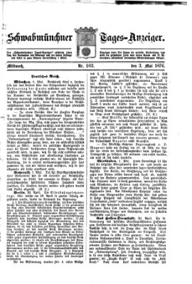 Schwabmünchner Tages-Anzeiger Mittwoch 3. Mai 1876