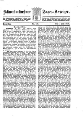 Schwabmünchner Tages-Anzeiger Donnerstag 1. Juni 1876