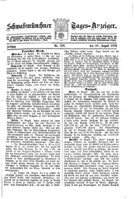 Schwabmünchner Tages-Anzeiger Freitag 18. August 1876