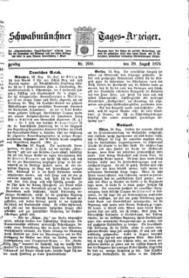 Schwabmünchner Tages-Anzeiger Dienstag 29. August 1876