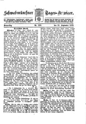 Schwabmünchner Tages-Anzeiger Donnerstag 21. September 1876