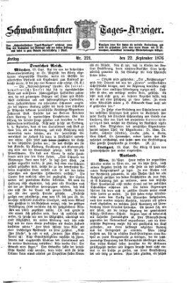 Schwabmünchner Tages-Anzeiger Freitag 22. September 1876