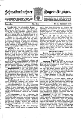 Schwabmünchner Tages-Anzeiger Donnerstag 2. November 1876