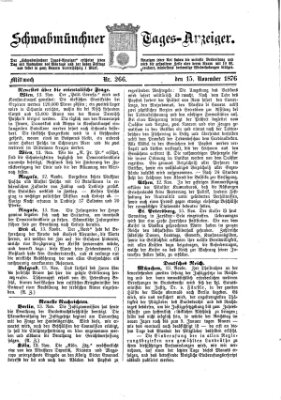 Schwabmünchner Tages-Anzeiger Mittwoch 15. November 1876