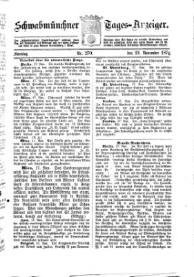 Schwabmünchner Tages-Anzeiger Sonntag 19. November 1876