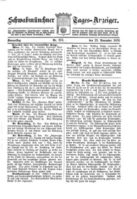 Schwabmünchner Tages-Anzeiger Donnerstag 23. November 1876