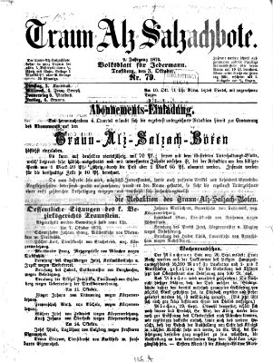 Traun-Alz-Salzachbote Dienstag 3. Oktober 1876