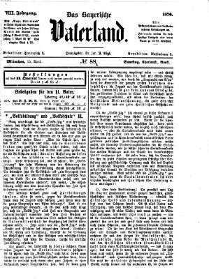 Das bayerische Vaterland Samstag 15. April 1876