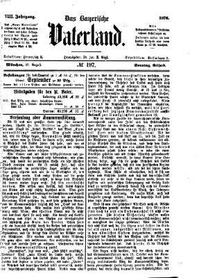 Das bayerische Vaterland Sonntag 27. August 1876