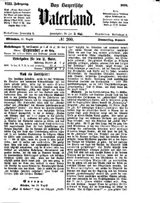 Das bayerische Vaterland Donnerstag 31. August 1876