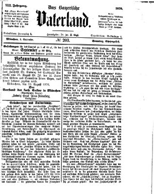 Das bayerische Vaterland Sonntag 3. September 1876