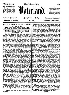 Das bayerische Vaterland Dienstag 26. September 1876