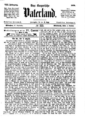 Das bayerische Vaterland Mittwoch 27. September 1876