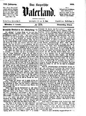 Das bayerische Vaterland Donnerstag 23. November 1876